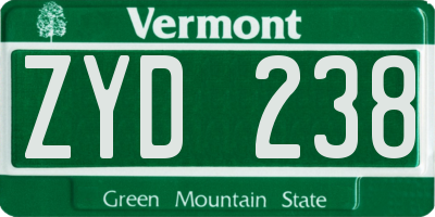 VT license plate ZYD238