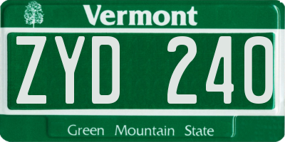 VT license plate ZYD240