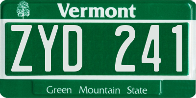 VT license plate ZYD241