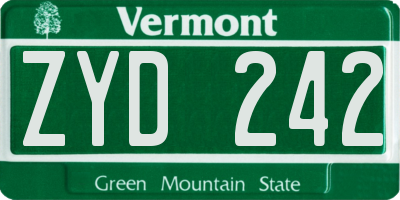 VT license plate ZYD242