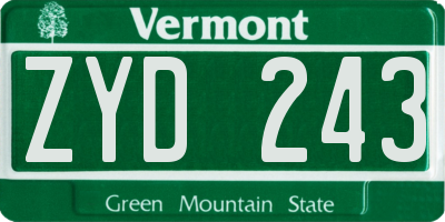 VT license plate ZYD243