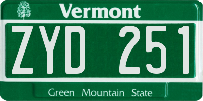 VT license plate ZYD251