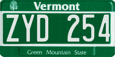 VT license plate ZYD254