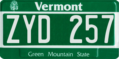 VT license plate ZYD257