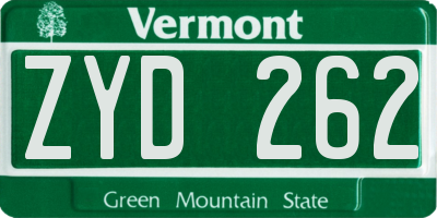 VT license plate ZYD262