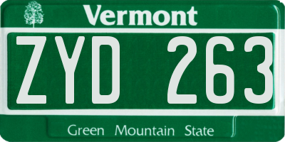 VT license plate ZYD263