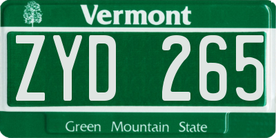 VT license plate ZYD265