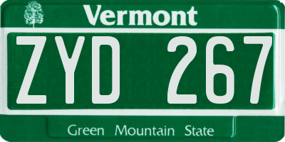 VT license plate ZYD267