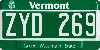 VT license plate ZYD269