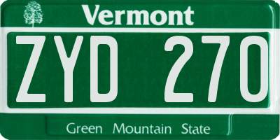 VT license plate ZYD270