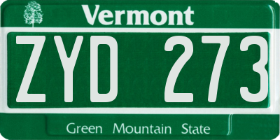 VT license plate ZYD273