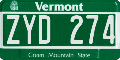 VT license plate ZYD274