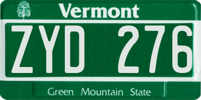 VT license plate ZYD276