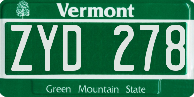 VT license plate ZYD278