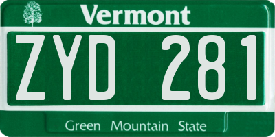 VT license plate ZYD281