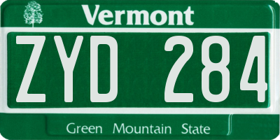 VT license plate ZYD284