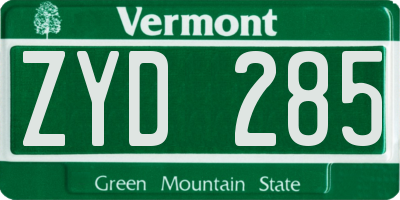 VT license plate ZYD285