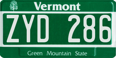 VT license plate ZYD286