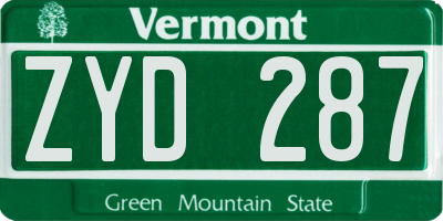 VT license plate ZYD287