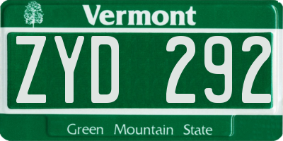 VT license plate ZYD292