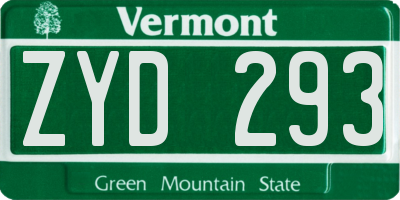 VT license plate ZYD293
