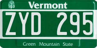 VT license plate ZYD295