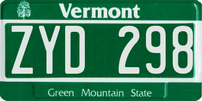 VT license plate ZYD298
