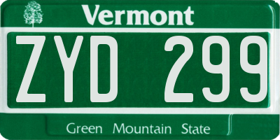 VT license plate ZYD299
