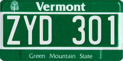 VT license plate ZYD301