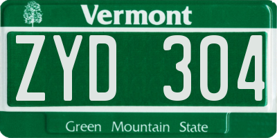 VT license plate ZYD304