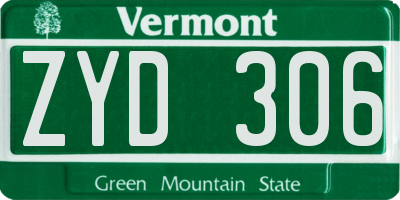 VT license plate ZYD306