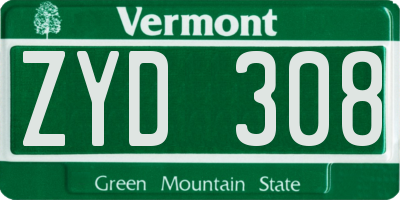 VT license plate ZYD308