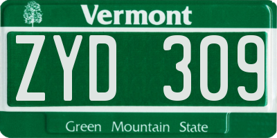 VT license plate ZYD309