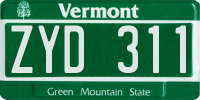 VT license plate ZYD311
