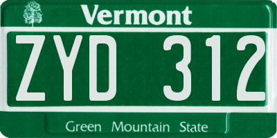 VT license plate ZYD312