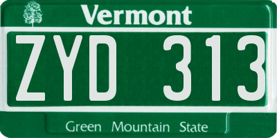 VT license plate ZYD313