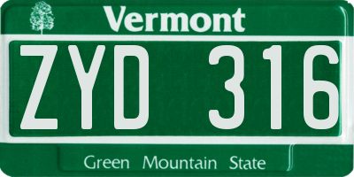 VT license plate ZYD316