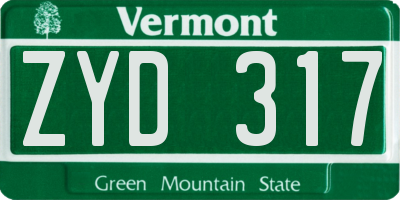 VT license plate ZYD317