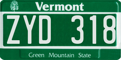 VT license plate ZYD318