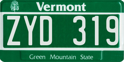 VT license plate ZYD319