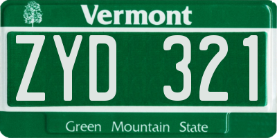 VT license plate ZYD321