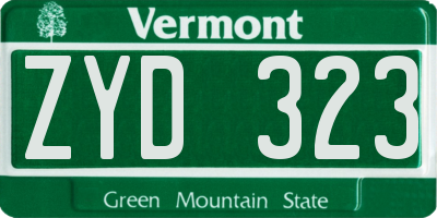 VT license plate ZYD323