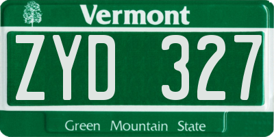 VT license plate ZYD327