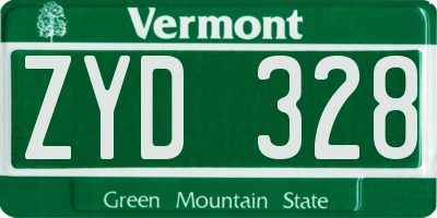 VT license plate ZYD328