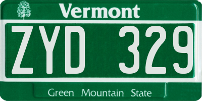VT license plate ZYD329