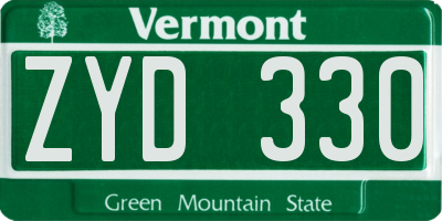 VT license plate ZYD330