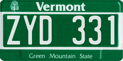 VT license plate ZYD331