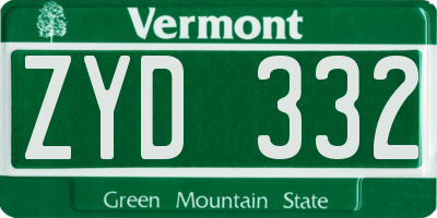 VT license plate ZYD332