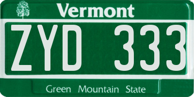 VT license plate ZYD333