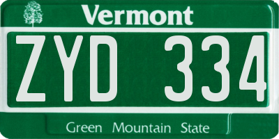 VT license plate ZYD334